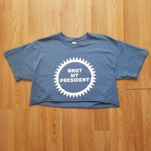 #Not My President Cropped Blue & White T-Shirt